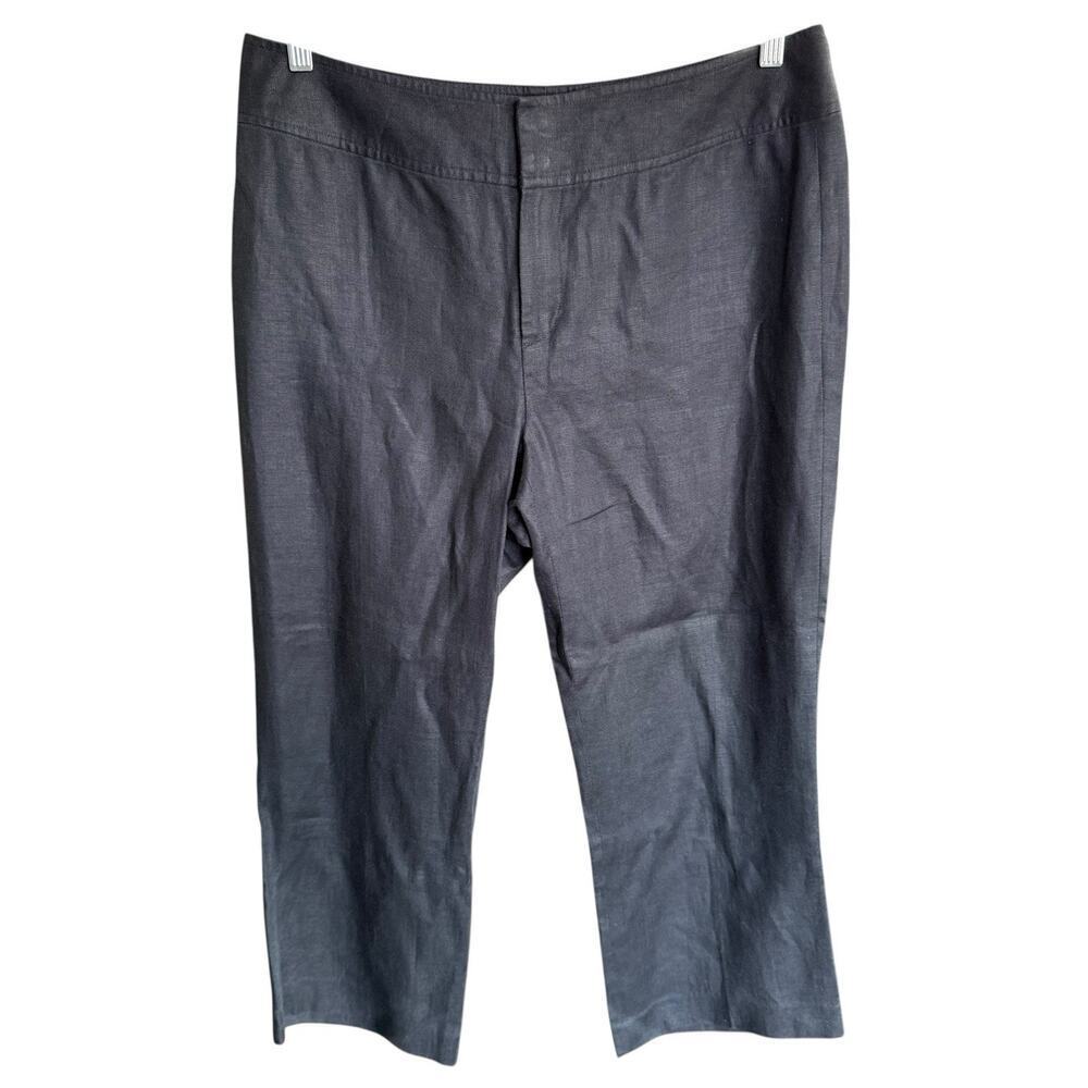 Vtg Banana Republic Women's 100% Linen Pants Black Cropped Office Siren sz 14